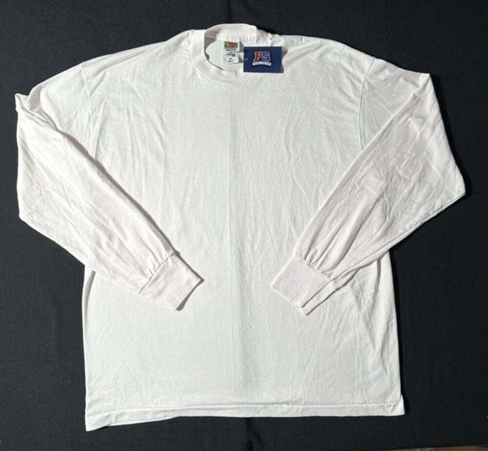 Vintage 90s Fruit of the Loom Best Blank White Long Sleeve T-Shirt